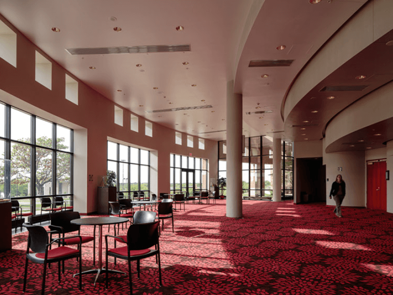 KU Lied Center carpeted lobby