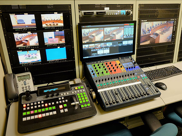 Broadcast system equipment close-up