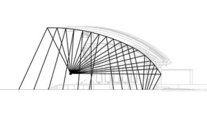 Diagram of unextended amphitheater bandshell roof