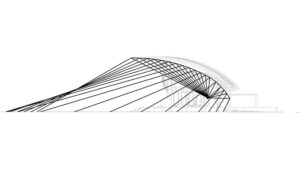 Diagram of extended amphitheater bandshell roof